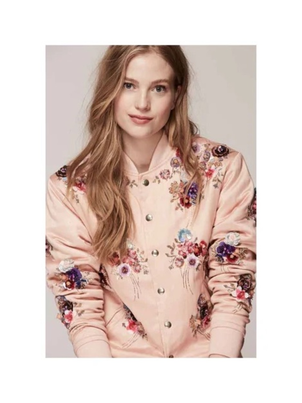 Roller Rabbit X Yuri Lee Floral Embroidered Pink Bomber Jacket